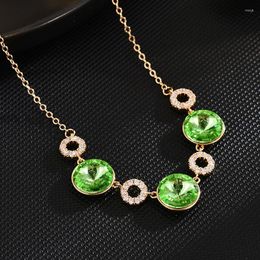 Chaînes Happy Green Flower Bague Collier Imitation Cristal Incrusté Zircone Cubique Accessoires De Mode