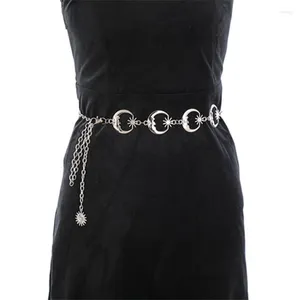 Chaînes Harajuku Punk Moon Métal Ceintures Femmes Vintage Taille Haute Chaîne Gothique Soleil Ruban Pendentif Femme