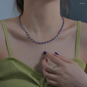 Chaînes Harajuku Style oeil clavicule chaîne exagérée couleur mosaïque collier pour femmes en acier inoxydable perles faites à la main bijoux cadeau