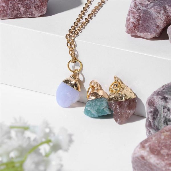 Chaînes guérison Reiki collier pierre pendentif remplaçable pour les femmes irrégulière Quartz pendule colliers ensemble bijoux femme cadeau