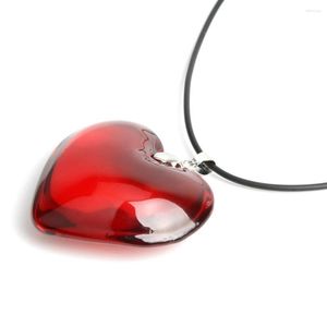 Chains Heart Glass Pendant Necklace For Women Men Fashion Punk Jewelry Accessories Friends Gift Big Red Rope Chain Lover Choker
