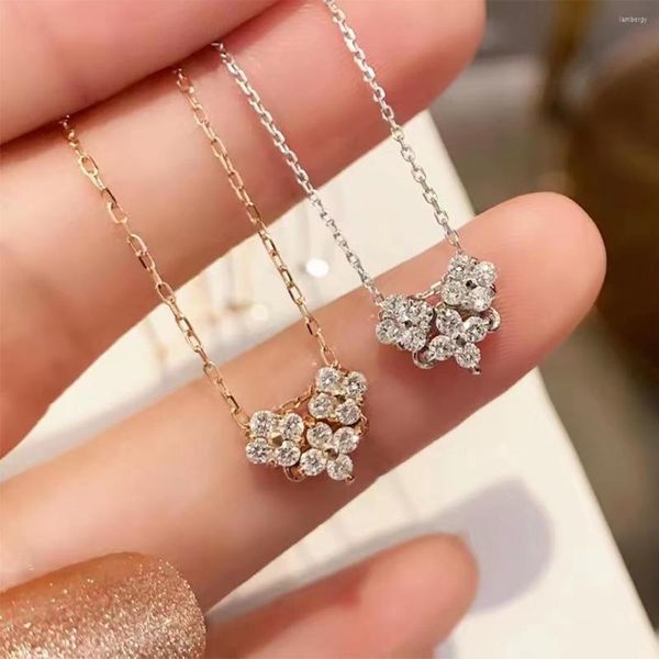 Cadenas Corazón Dos métodos de uso Collar con colgante de plata de ley 925 Piedra de diamante Joyería fina de boda única con cadena de 45 cm