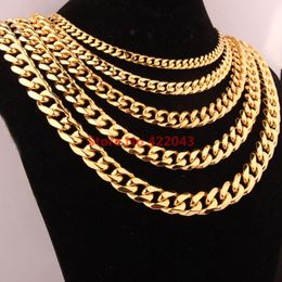 Ketens zware optionele maat topkwaliteit 7 "-40" 5/8/10/10/15/17/19 mm 316L roestvrij staal goud kleur heren Cubaanse ketting ketting ketting