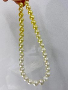 HENGSHENG Modieuze 10-13mm Natuurlijke Zeewater Oceaan Parels Gradiënt Wit Gouden Ketting Voor Vrouwen Hoge Glans Parel Fijne Sieraden