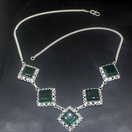 Chaînes Hermosa bijoux incroyable topaze vert ensoleillé brillant couleur argent chaîne collier pour femmes dames cadeau 36 cm 20235176 chaînes
