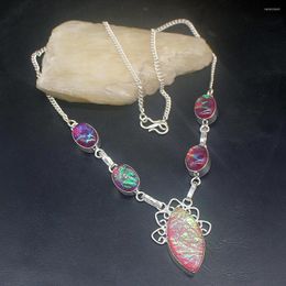 Cadenas Hermosa joyería hecha a mano moda dicroico cristal encanto único Color plata cadena collar para mujeres señoras regalo 20234981