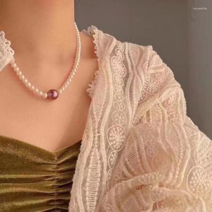 Chains High Chic Eau douce 6-7 mm et 11-12 mm Round Choker White Purple Greatin Pearls Colliers for Women Holidays Presents