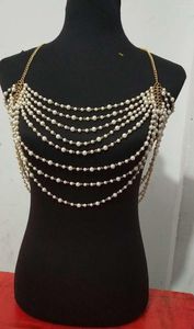 Chaînes haut de gamme élégant multicouche perle chaîne Collier pendentifs femmes mariage épaules mariée corps bijoux Collier