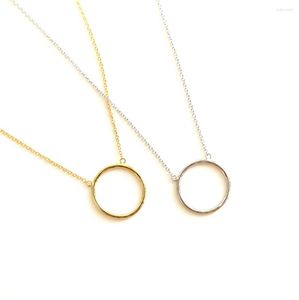 Ketens High Polish 925 Sterling Silver Simple Dainty Circle ketting