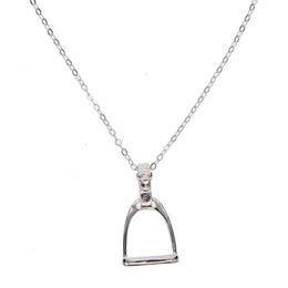 Kettingen Hoog Pools Fijn 925 Sterling Silver Horse Sieraden Unieke stijgbeugel Ruiter Necklacechains