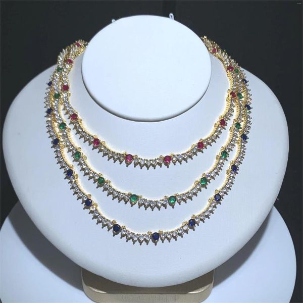 Chaînes de haute qualité 5A cubique zircone CZ vague bande géométrique barre charme lien chaîne collier collier de mariage cadeau de mariée