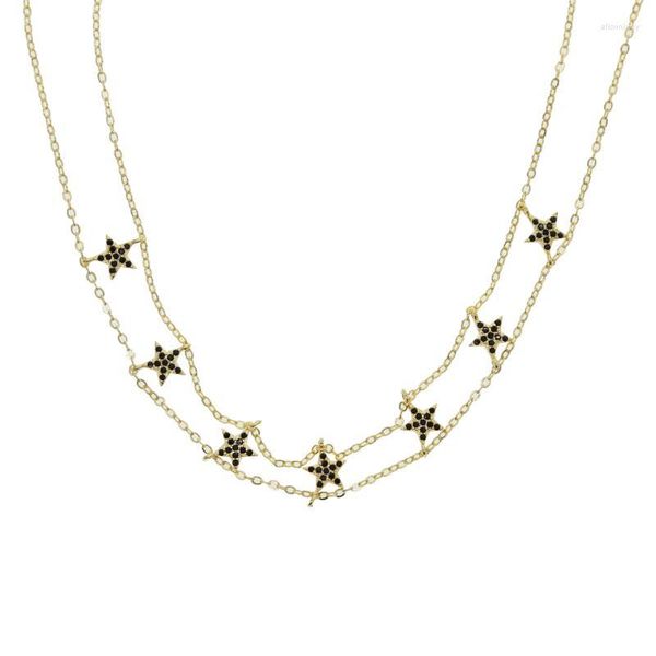 Cadenas de alta calidad CZ Zirconia Star Star Dainty Charm Gold Rose Colors Fashion Women 32 10 cm Collar de gargantilla