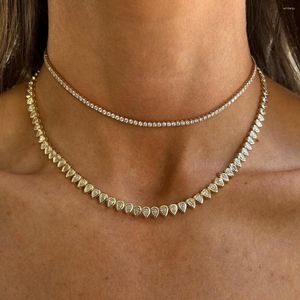 Chaînes Collier de tour de cou CZ de haute qualité 5a Déchirure Drop cubic Zirconia Tennis Chain de luxe Femme Bijoux