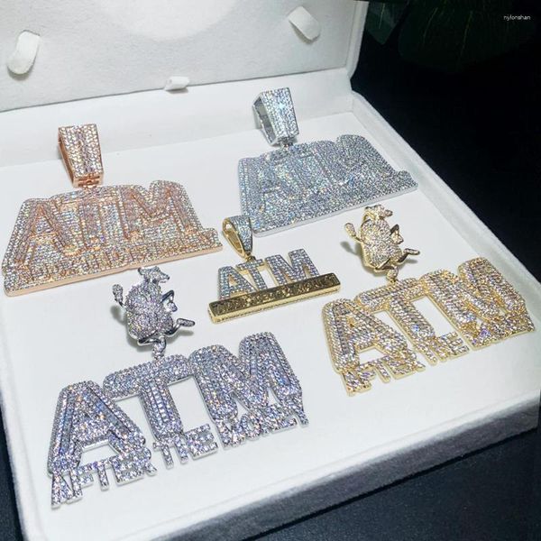 Cadenas dinero de alta calidad HIP HOP ATM colgante collares oro plata Color Iced Out Cubic Zirconia encanto gargantilla mujeres HipHop joyería