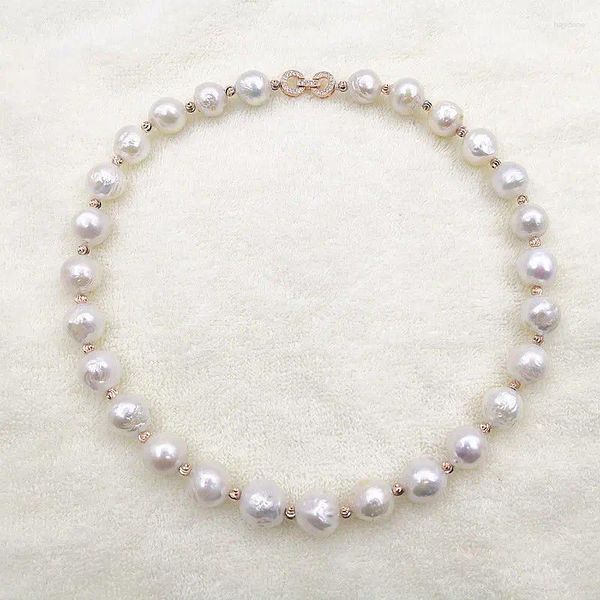 Chaînes de haute qualité vraiment naturel lustre métallique baroque collier de perles irrégulières 10-11mm 20 pouces 004