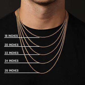 Chaînes Chaîne de corde de haute qualité 6mm 14 carats jaune fin or massif GF épais torsadé tressé hommes hip hop 24 pouces collier livraison directe Dhyxn