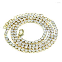 Kettingen Hoge kwaliteit Shine White Zirkon String Setting 3mm brede kreeft sluiting met Extend Tennis Chian Necklace voor mannen en vrouwen