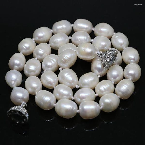 Chaînes de haute qualité blanc baril d'eau douce riz perles naturelles perles 7 8mm 11 13mm charmes collier femmes bijoux 18 pouces B1457