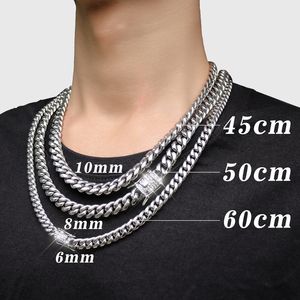 Kettingen Punk kettingen Breedte 6 mm / 8 mm / 10 mm Roestvrij staal Zilver Goud Kleur Cubaanse kettingarmbanden Waterdicht Heren Vrouw Curb Link Ketting Verschillende maten