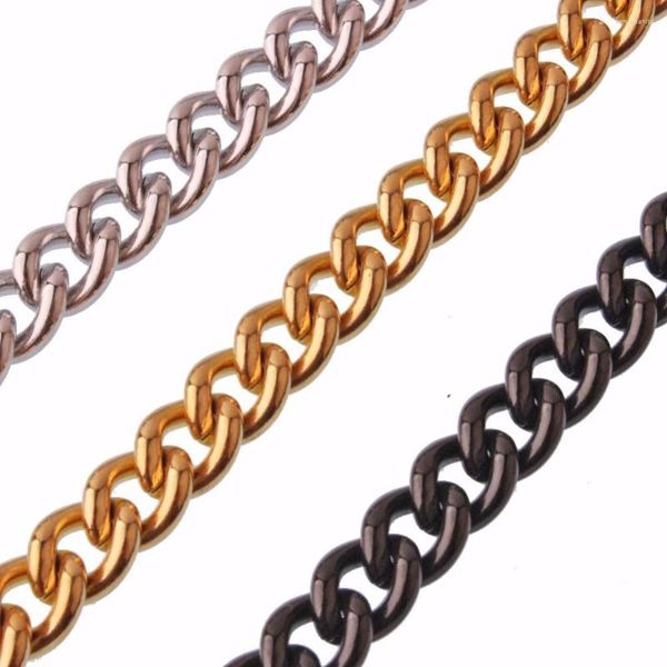 Cadenas Collar de acero inoxidable de 9 mm de ancho de alta calidad Color plateado Oro Negro Cadena cubana Hombres Curb Link Varios tamaños