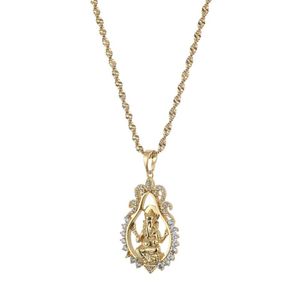 Chaînes Hindouisme Religieux Ganesha Pendentifs Bijoux Pour Femmes Filles Cristal Or Couleur Cubique Zircone Éléphant Dieu Colliers