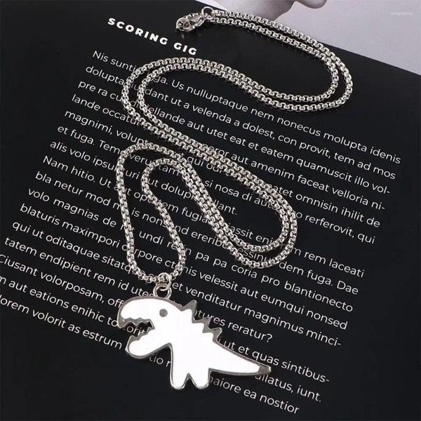 Chaînes Hip Mignon Dinosaure Pendentif Sautoirs Noir Blanc Métal Couple Colliers Style Coréen Collier Clavicule