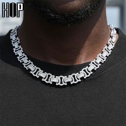 Cadenas Hip Hop 12MM Rock Byzantine Cuban Link Chain Iced Out Bling AAA CZ Box Hebilla Collares Para Hombres Mujeres Joyería 221031
