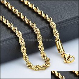 Ketens hiphop 18k goud vergulde roestvrij staal m twisted chain dames choker ketting voor mannen hiphop sieraden cadeau druppel del ffshop2001 dhyyg