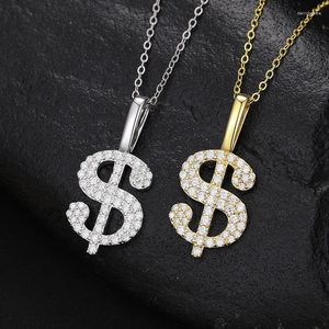 Chaînes Hip Hop 925 Sterling Silver Dollar Full Moissanite Pendentif Collier pour Femmes Hommes 18k Plaqué Or Mosan Diamant Argent Colliers