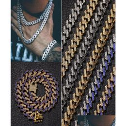 Kettingen Hip Hop Bling Chains Sieraden Heren Iced Out Ketting Goud Sier Zwart Blauw Diamant Miami Cubaanse Link Chain4144605 Drop Delivery Jood Otq4A