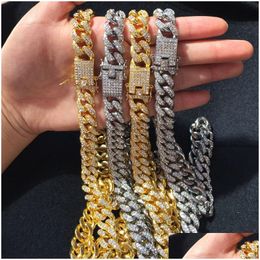 Kettingen Hip Hop Bling Heren Kettingen Sieraden Goud Sier Miami Cubaanse Link Chain Kettingen Voor Mannelijke Hiphop Diamant Iced out Drop Levering Jood Dhza7