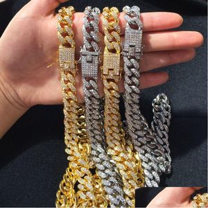 Cadenas Hip Hop Bling Joyería para hombre Gold Sier Miami Cuban Link Collares de cadena para hombre Hiphop Diamond Iced Out Chian Drop Delivery Pen Dhbmz