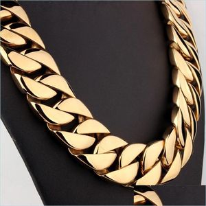 Ketens hiphopketens 18k goud vergulde hoge gepolijste Miami Cuban Link ketting mannen punk 32 mm stoepelketen Dragon-beard clasp 28 