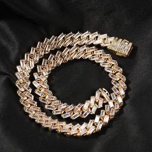 Ketens hiphop klauw instelling kubieke zirkonia bling 12 mm vierkante Cubaanse Miami Link Chain ketting voor mannen rapper sieraden cadeauminten kainsscha