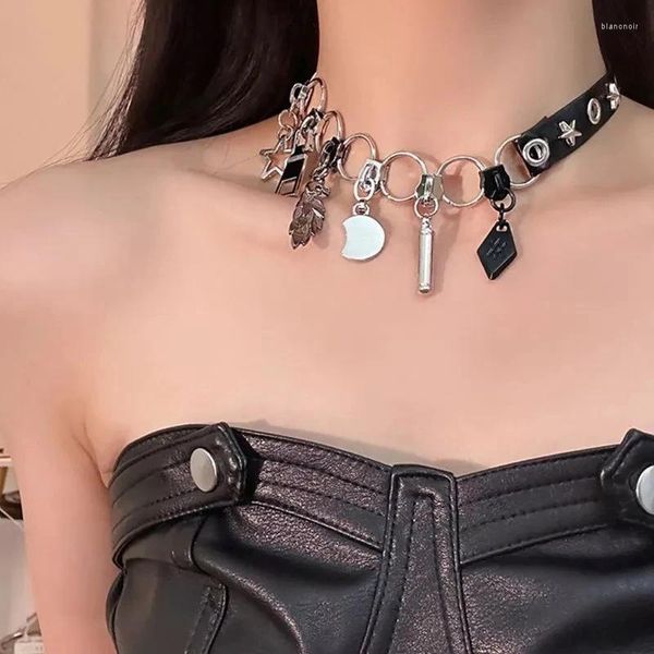 Chaînes Hip Hop Cool Personnalité Creative Collier Zipper Tête Étoile Lune Pendentif Ras Du Cou Splice Tempérament Femmes Bijoux Accessoires