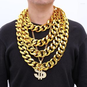 Cadenas Hip Hop Color dorado gran acrílico cadena gruesa collar para hombres Punk de gran tamaño gran eslabón de plástico joyería para hombres 2022 Elle22