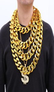 Chaines Hip Hop Gold Color Big acrylique Chunky Chain Collier pour hommes Punk surdimensionné surdimension