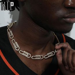 Chaînes Hip Hop Iced Out Chaîne Bling Zircone Cubique 12MM Paperclip Colliers Pour Hommes Femmes 90s Rapper Bijoux