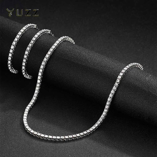 Chaines Hip Hop Iced Out Bracelet Collier Bracelet Men 4 mm Chaîne de tennis Fashion Gold Color Bijoux Femmes Lien 18 / 20INCHCHCH CHOKER WILL D240509