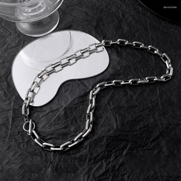 Chaînes Hip Hop Collier pour hommes et femmes OT Boucle Titane Acier Chaîne épaisse Big O-Forme Cubain Lien Non Décoloration