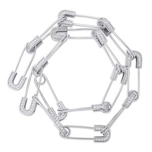 Chaînes Hip Hop Prong Réglage CZ Pierre Bling Glacé Broche Lien Chaîne Sautoirs Colliers Pour Femmes Hommes Unisexe Bijoux De ModeChaînes ChaînesChaîne