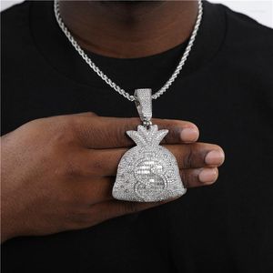 Chaînes Hip Hop Rap couleur or US Dollar argent sac pendentif collier chaîne accessoires Hiphop pour femmes/hommes Bling bijoux