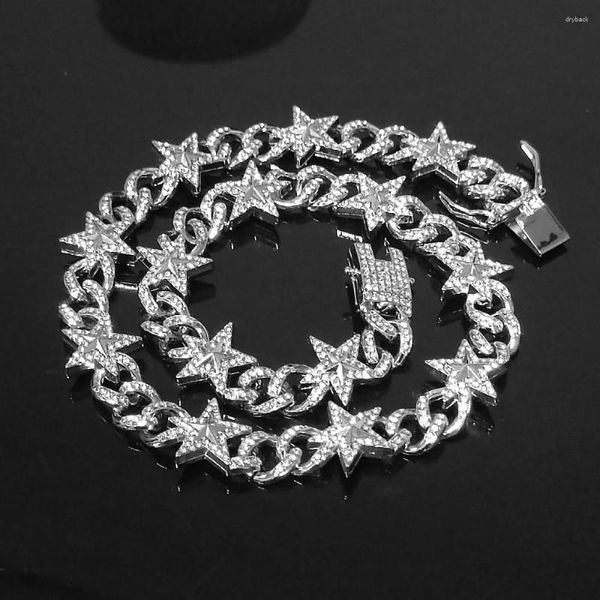 Cadenas Hip Hop Rap Cadena de estrella de la estrella Collar colgante Joya Pentagrama Cuba Link Accesorios de vestimenta