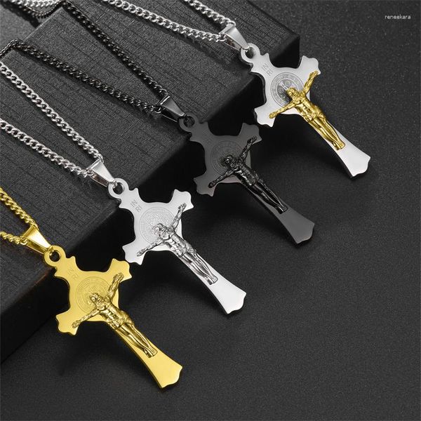 Chaines Hip Hop Staintess Steel Jesus Cross Personalité Colliers Pendants pour hommes