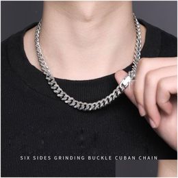 Kettingen Hip Hop RVS Cubaanse Ketting Ketting Eenvoudig Zeszijdig Polijsten Sieraden Accessoires Water Wasbaar Drop Delivery Neckl Dharz