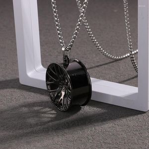 Cadenas Hip Hop SUV Car Hub Collares pendientes para hombres Cool Black Cadena de acero inoxidable Retroadaptación Ruedas Gargantilla Joyería de moda para hombre