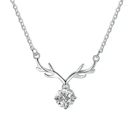 Chaînes HK0048 Lefei mode à la mode de luxe classique blanc Moissanite Dangle collier de cerf pour charmes femmes S925 argent fête bijoux cadeau