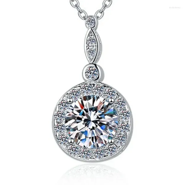 Chaînes HK0070 Lefei mode luxe à la mode classique Moissanite 1 Ct diamant-ensemble colliers ronds pour les femmes S925 argent fête bijoux cadeaux