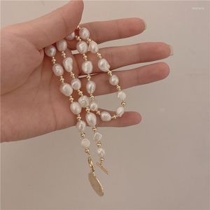 Chaînes HOOZZ.P véritable forme baroque petit collier de perles femmes naturel d'eau douce culture couple mode pull pour les filles un bijou de qualité