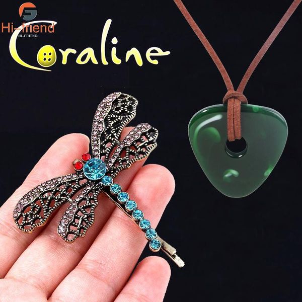 Chaînes Horreur Coraline Halloween Collier Vert Pierre Émeraude Couleur Corde Chaîne Pour Hommes Coupe-Vent Sexy Lady Bijoux